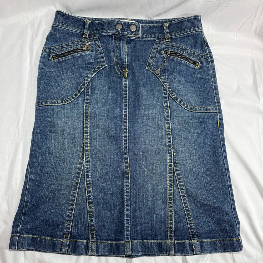 LOFT Blue Knee-Length Cargo Pencil Skirt